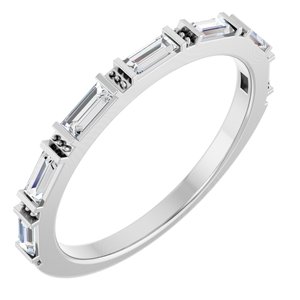 14K White Gold Straight Baguette 3.5 X 1.5 Mm Polished 3/8 Ctw Lab-Grown Diamond Anniversary Band Size 7