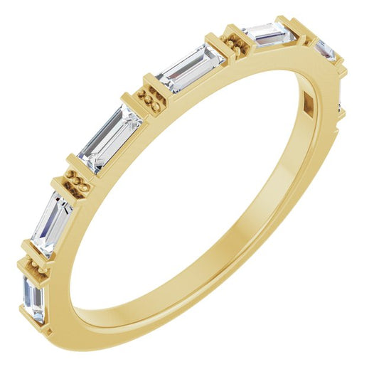 14K Yellow Or White Gold Straight Baguette 3.5 X 1.5 Mm Polished 3/8 Ctw Natural Diamond Anniversary Band, Size 7