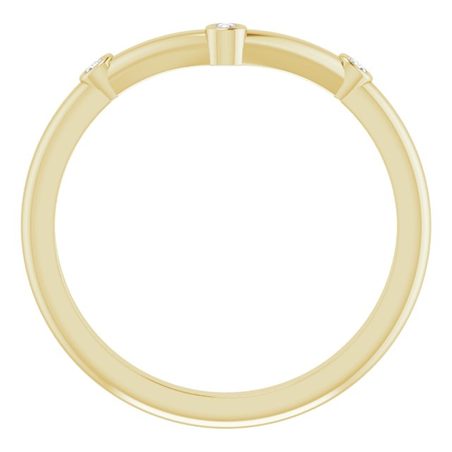 14K Rose Or Yellow Gold Round 1.4 Mm Polished .03 Ctw Natural Diamond Chevron Stackable Ring, Size 7
