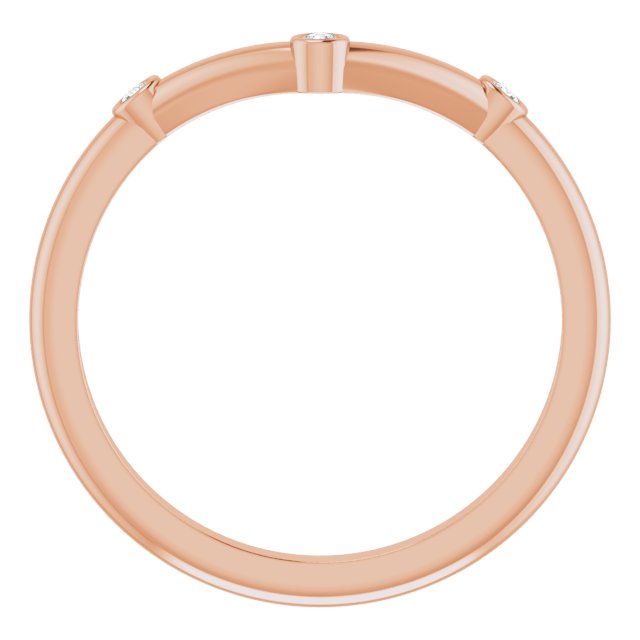 14K Rose Or Yellow Gold Round 1.4 Mm Polished .03 Ctw Natural Diamond Chevron Stackable Ring, Size 7