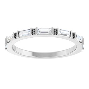 14K White Gold Straight Baguette 3.5 X 1.5 Mm Polished 3/8 Ctw Lab-Grown Diamond Anniversary Band Size 7