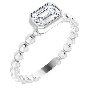 Sterling Silver Natural White Sapphire Emerald 6 X 4 Mm Polished Natural White Sapphire Stackable Family Ring Size 7