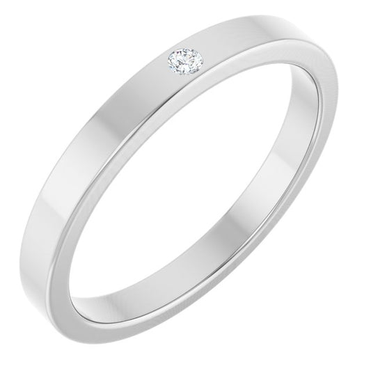 Sterling Silver Round 1.75 Mm Polished .02 Ct Natural Diamond Stackable Family Ring, Size 7