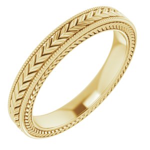 14K Yellow Gold 3 Mm Polished Wheat Pattern Design Band Size 5.5