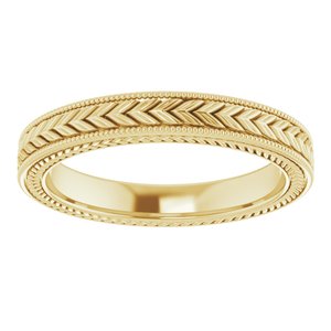 14K Yellow Gold 3 Mm Polished Wheat Pattern Design Band Size 5.5