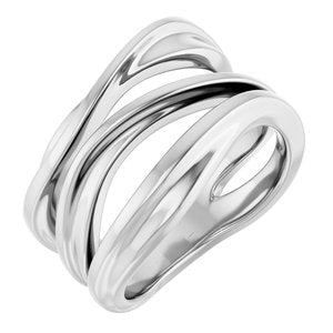 14K White Gold Polished Negative Space Ring Size 7
