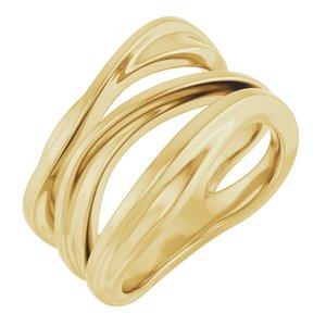 14K Yellow Gold Polished Negative Space Ring Size 7