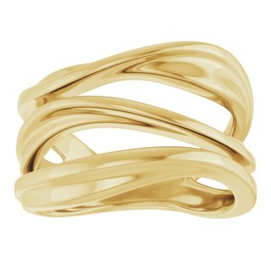 14K Yellow Gold Polished Negative Space Ring Size 7