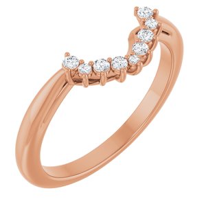 14K Rose Gold Set Natural Diamond Oval 7 X 5 Mm Si2-Si3, G-H :: 1/10 Polished 1/10 Ctw Natural Diamond Matching Band Size 7