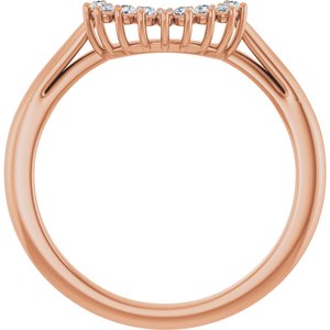 14K Rose Gold Set Natural Diamond Oval 7 X 5 Mm Si2-Si3, G-H :: 1/10 Polished 1/10 Ctw Natural Diamond Matching Band Size 7
