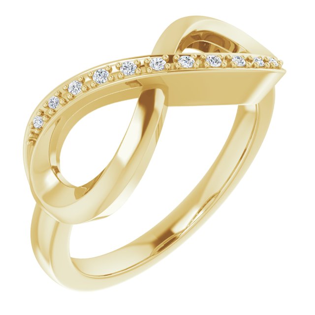 14K Yellow Gold Round 1.1 Mm Polished .05 Ctw Natural Diamond Ring, Size 7