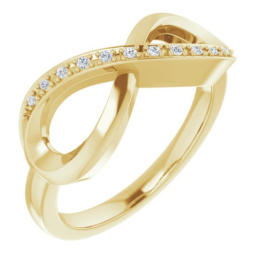 14K Yellow Gold Round 1.1 Mm Polished .05 Ctw Natural Diamond Ring, Size 7