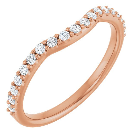 14K Yellow Or White Or Rose Gold Or Platinum Round Polished Natural Diamond Contour Band, Size 7