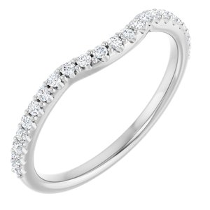 14K White Gold Round 1.3 Mm Polished 1/5 Ctw Lab Grown Diamond Contour Band Size 7