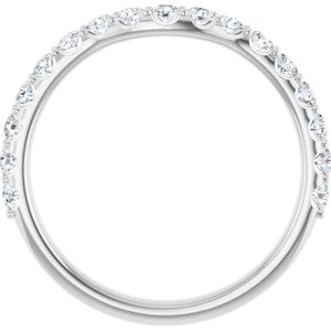 14K White Gold Round 2 Mm Polished 1/2 Ctw Lab Grown Diamond Contour Band Size 7