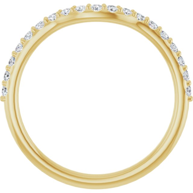 14K Yellow Or White Or Rose Gold Or Platinum Round Polished Natural Diamond Contour Band, Size 7