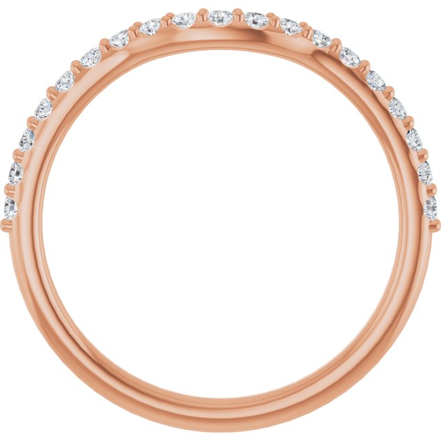 14K Yellow Or White Or Rose Gold Or Platinum Round Polished Natural Diamond Contour Band, Size 7