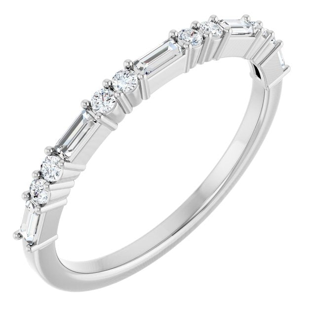 14K Yellow Or White Gold Straight Baguette 3 X 1.25 Mm Polished 1/4 Ctw Natural Diamond Anniversary Band, Size 7