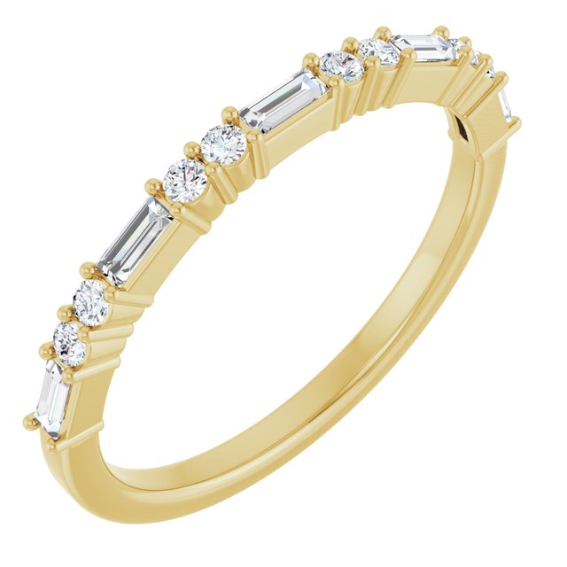 14K Yellow Or White Gold Straight Baguette 3 X 1.25 Mm Polished 1/4 Ctw Natural Diamond Anniversary Band, Size 7
