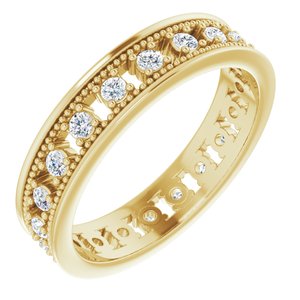 14K Yellow Gold Round 1.8 Mm 1/2 Ctw Natural Diamond Eternity Band Size 7
