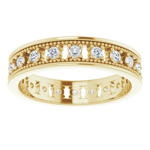 14K Yellow Gold Round 1.8 Mm 1/2 Ctw Natural Diamond Eternity Band Size 7