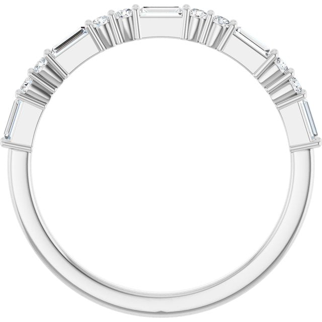 14K Yellow Or White Gold Straight Baguette 3 X 1.25 Mm Polished 1/4 Ctw Natural Diamond Anniversary Band, Size 7