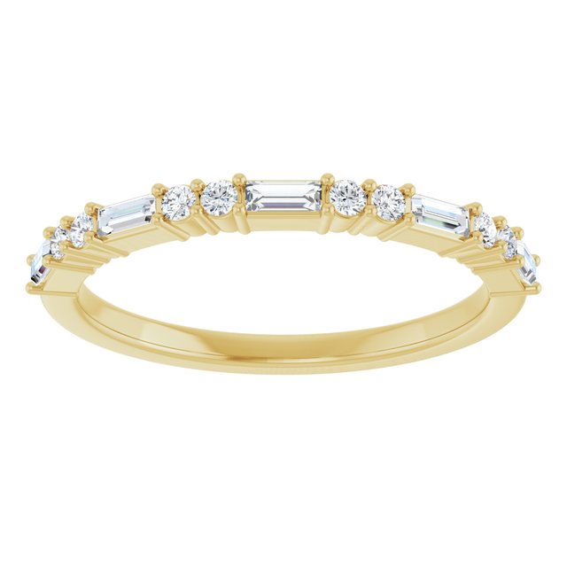 14K Yellow Or White Gold Straight Baguette 3 X 1.25 Mm Polished 1/4 Ctw Natural Diamond Anniversary Band, Size 7