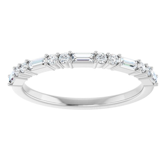 14K Yellow Or White Gold Straight Baguette 3 X 1.25 Mm Polished 1/4 Ctw Natural Diamond Anniversary Band, Size 7