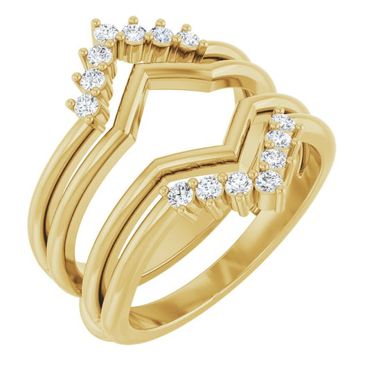 14K Yellow Or Rose Gold Round 1.7 Mm Polished 1/4 Ctw Lab-Grown Diamond Ring Guard, Size 7