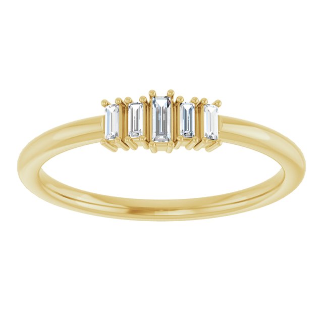 14K Yellow Or White Gold Straight Baguette 3.25 X 1.25 Mm Polished 1/8 Ctw Natural Diamond Stackable Ring, Size 7