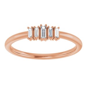 14K Rose Gold  Straight Baguette 3.25 X 1.25 Mm  Polished 1/8 Ctw Natural Diamond Stackable Ring Size 7