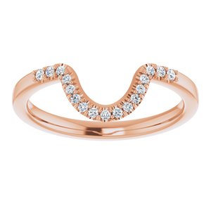 14K Rose Gold Round 1.3 Mm Polished .08 Ctw Natural Diamond Matching Band Size 7