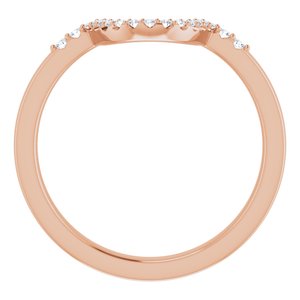 14K Rose Gold Round 1.3 Mm Polished .08 Ctw Natural Diamond Matching Band Size 7