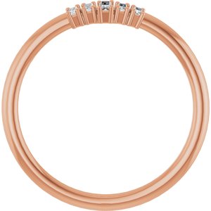 14K Rose Gold  Straight Baguette 3.25 X 1.25 Mm  Polished 1/8 Ctw Natural Diamond Stackable Ring Size 7