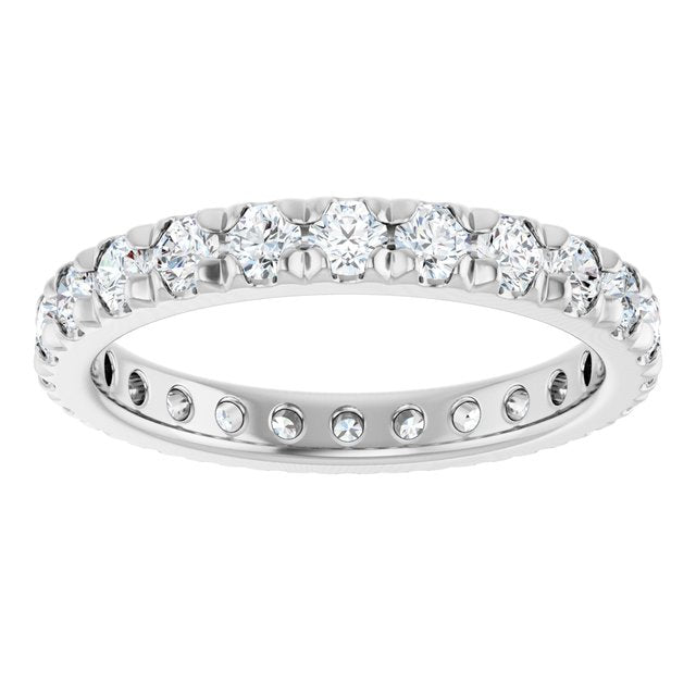 14K Yellow Or White Gold Or Platinum Round Vs, F+ Polished Lab-Grown Diamond  French-Set Eternity Band