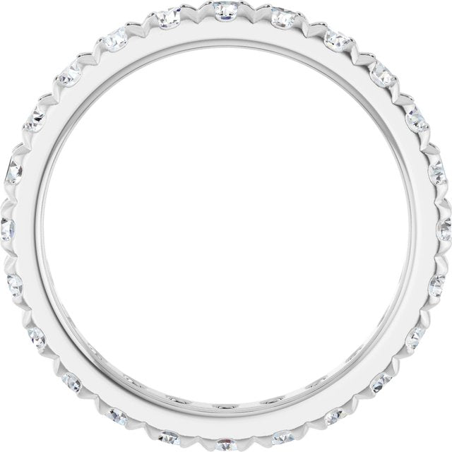 14K Yellow Or White Gold Or Platinum Round Vs, F+ Polished Lab-Grown Diamond  French-Set Eternity Band