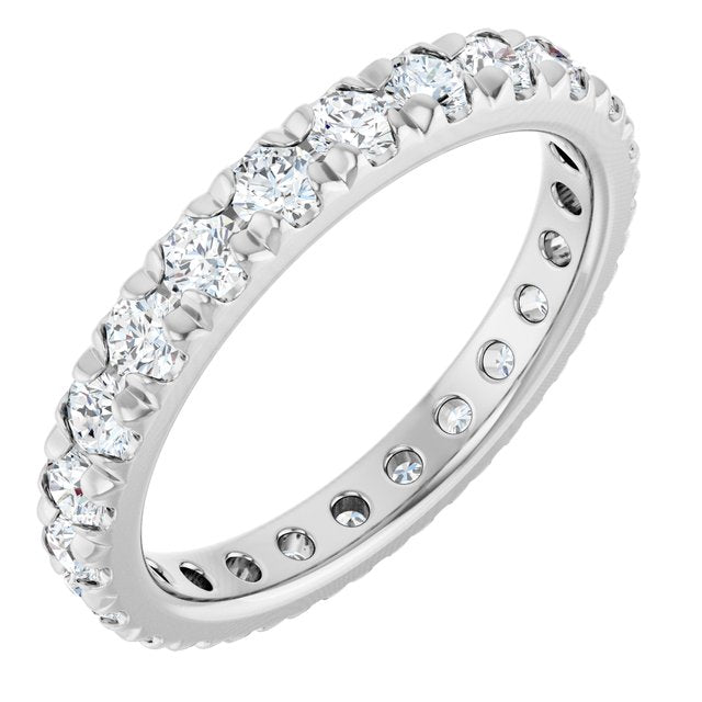 14K Yellow Or White Gold Or Platinum Round Vs, F+ Polished Lab-Grown Diamond  French-Set Eternity Band