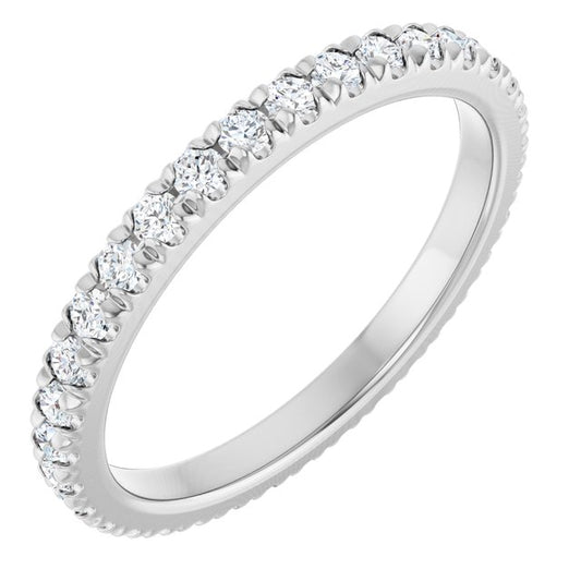 14K Yellow Or White Gold Or Platinum Round Vs, F+ Polished Lab-Grown Diamond  French-Set Eternity Band