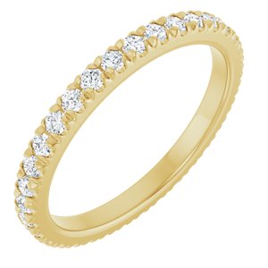 14K Yellow Gold Round 1.7 Mm G-H Si2-Si3 1/2 Ctw Natural Diamond French-Set Eternity Band Size 7
