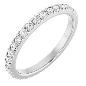 14K White Gold Round 1.7 Mm G-H Si2-Si3 1/2 Ctw Natural Diamond French-Set Eternity Band Size 7