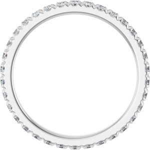 14K White Gold Round 1.7 Mm G-H Si2-Si3 1/2 Ctw Natural Diamond French-Set Eternity Band Size 7