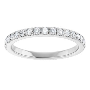 14K White Gold Round 1.7 Mm G-H Si2-Si3 1/2 Ctw Natural Diamond French-Set Eternity Band Size 7