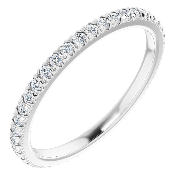 14K Yellow Or White Gold Round Si2-Si3, G-H Polished French Set Natural Diamond Eternity Band