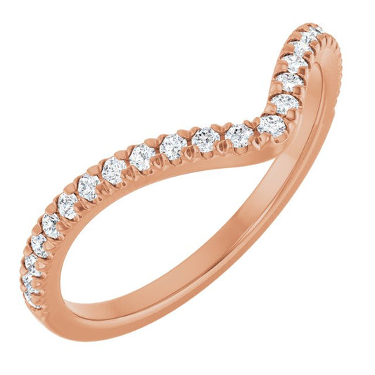 14K Yellow Or White Or Rose Gold Round Polished Natural Diamond French-Set Contour Band