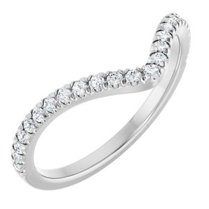 14K White Gold Round 1.3 Mm Polished 1/5 Ctw Lab Grown Diamond French-Set Contour Band Size 7