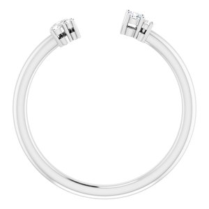 14K White Gold Round Polished .07 Ctw Natural Diamond Matching Band Size 7