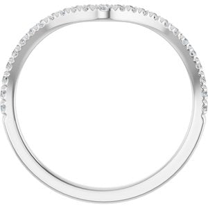 14K White Gold Round 1.3 Mm Polished 1/5 Ctw Lab Grown Diamond French-Set Contour Band Size 7