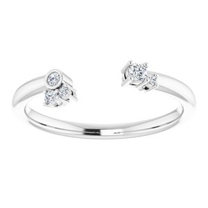 14K White Gold Round Polished .07 Ctw Natural Diamond Matching Band Size 7