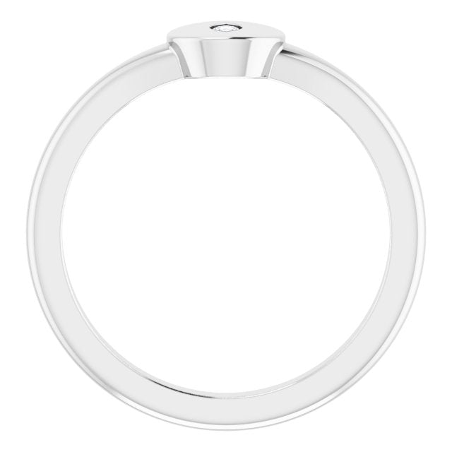 14K White Or Yellow Gold Marquise 3.5 X 1.75 Mm Polished .05 Ct Natural Diamond Signet Ring, Size 7