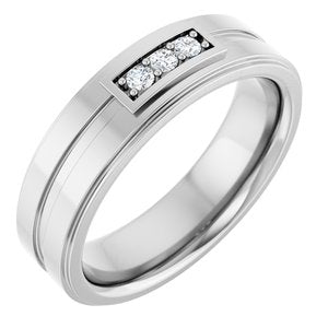 14K White Gold Round 2 Mm 6.29 Mm Si2-Si3, G-H Polished 1/10 Ctw Natural Diamond Band Size 14